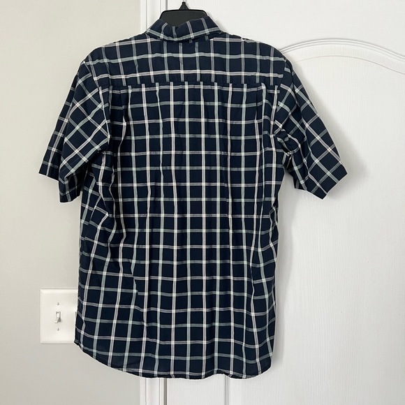 Wrangler | men’s dark blue plaid button down short sleeve shirt - M - Picture 2 of 7